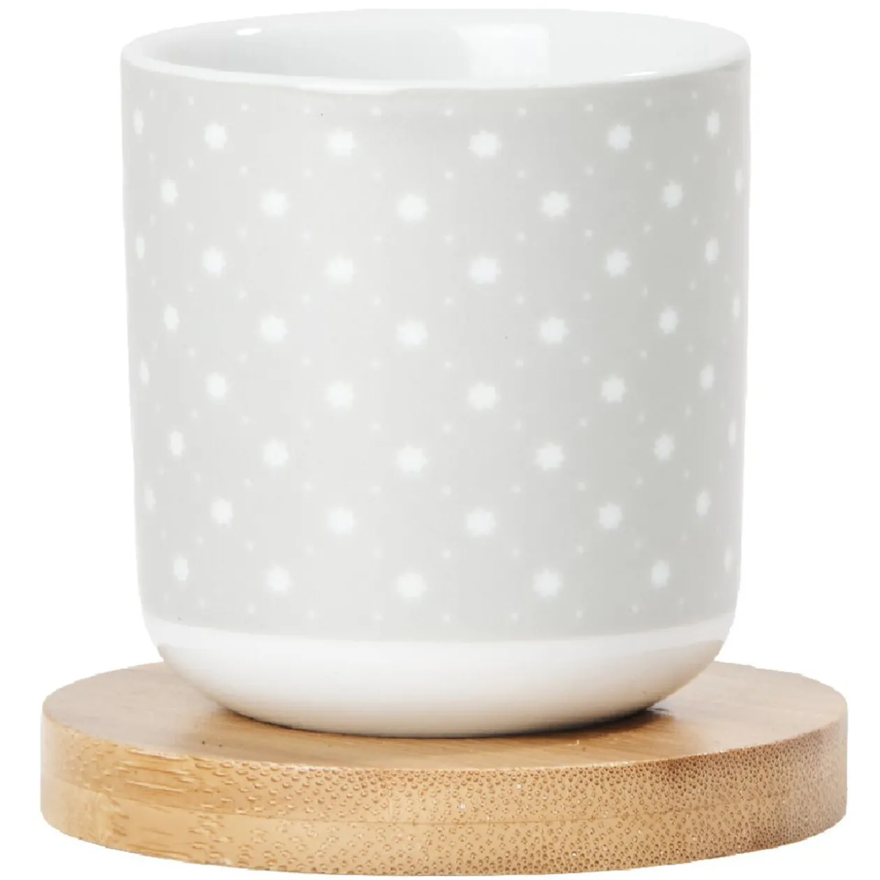 4 gobelets avec sous tasses en bois rouge et blanc