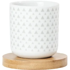 4 gobelets avec sous tasses en bois rouge et blanc