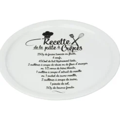 Assiette à crêpes porcelaine décor recette noir blanc