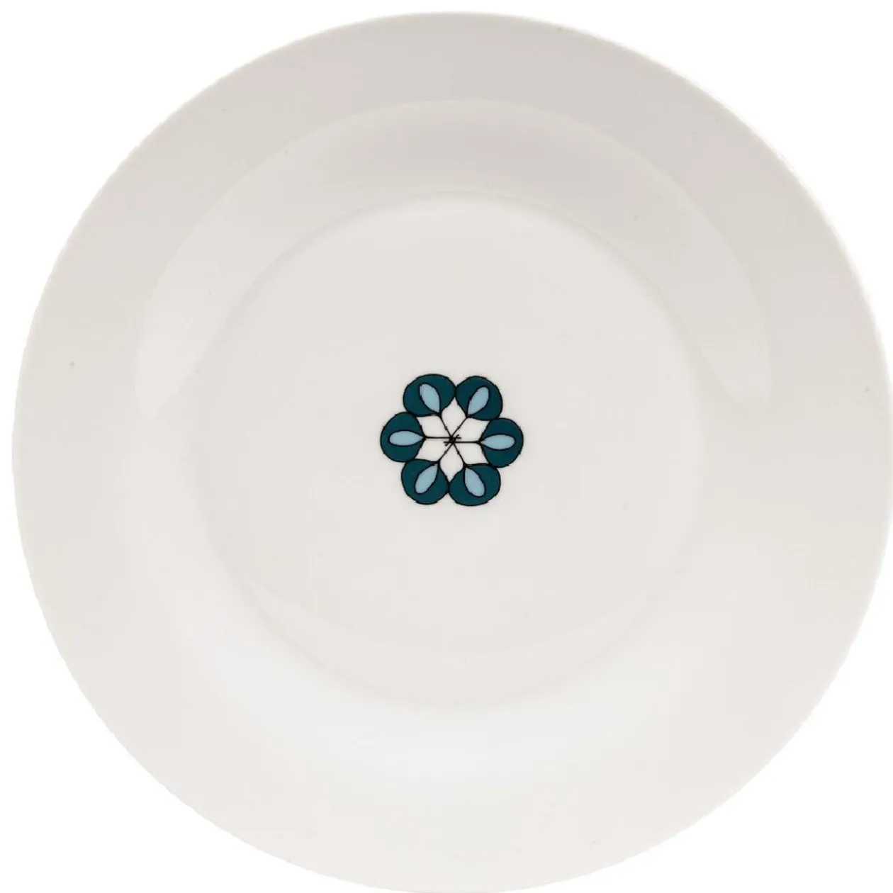 Assiette à dessert blanche décor fleur bleue