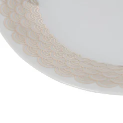 Assiette à dessert blanche bordure dorée vague seigaiha