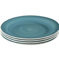 Assiette à dessert bleu effet spirale x4