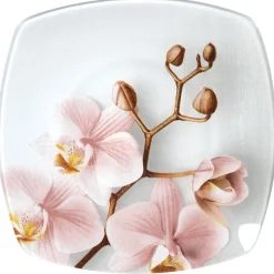 Assiette à dessert carrée design Orchidée