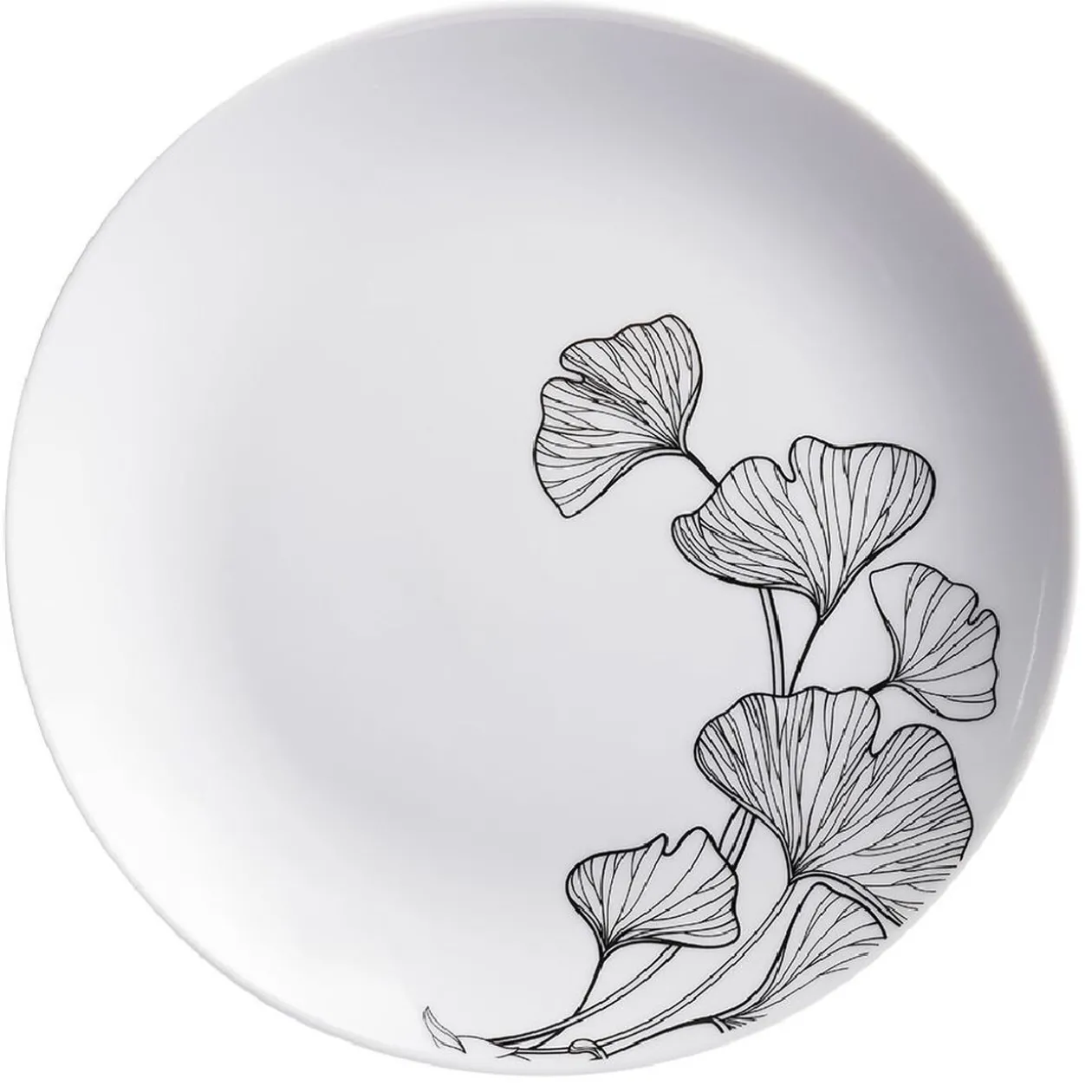 Assiette à dessert décor fleur blanc noir