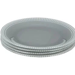 Assiette à dessert Dotty gris et blanc bord à pois x4
