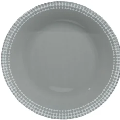 Assiette à dessert Dotty gris et blanc bord à pois x4