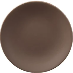 Assiette à dessert en faïence uni taupe