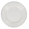 Assiette à dessert en faïence ronde blanche relief bord noir
