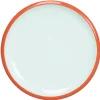 Assiette à dessert en faience contour bicolore