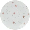 Assiette à dessert en porcelaine motif flocon rouge