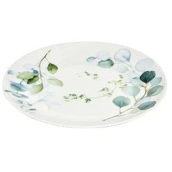 Assiette à dessert en porcelaine blanc et vert