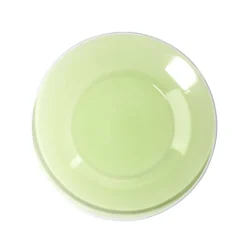 Assiette à dessert en verre vert bord blanc Ø20cm