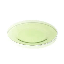 Assiette à dessert en verre vert bord blanc Ø20cm