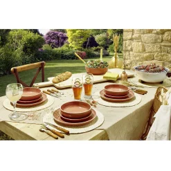 Assiette à dessert faïence Terracotta avec liseré crème