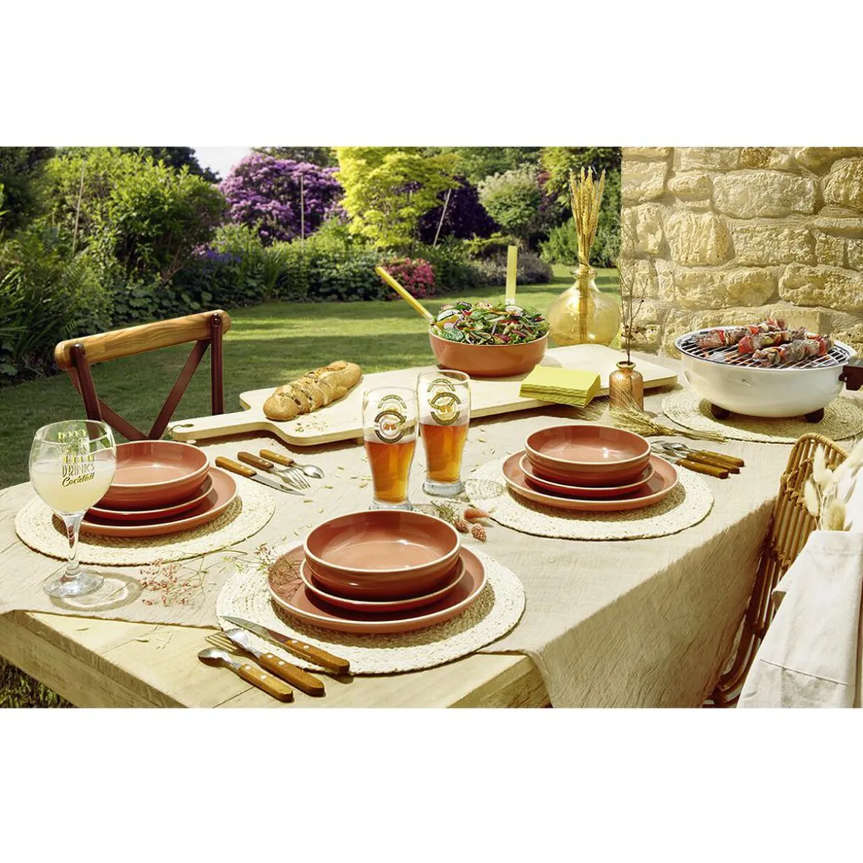 Assiette à dessert faïence Terracotta avec liseré crème