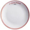Assiette à dessert Le grand bistrot contour damier rouge blanc