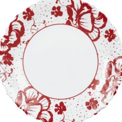 Assiette à dessert Luminarc blanc décor rouge Alcove vintage