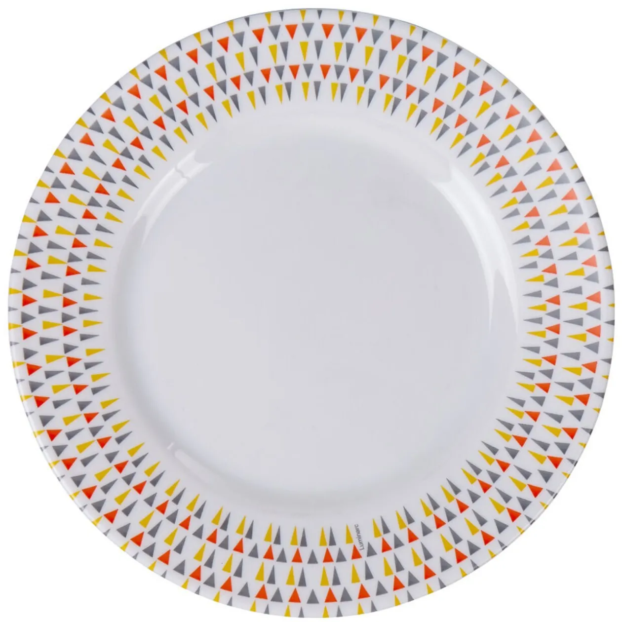 Assiette à dessert Luminarc ronde triangles rose gris jaune