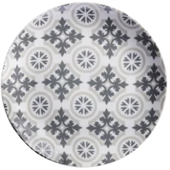 Assiette à dessert motif carreau de ciment gris