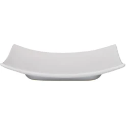 Assiette à dessert rectangulaire blanche incurvée