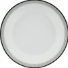 Assiette à dessert ronde blanche bordure gris noir Lizzy