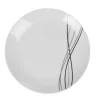 Assiette à dessert ronde blanche lignes gris noir Line