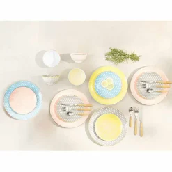 Assiette à dessert ronde carreau de ciment multicolore x4
