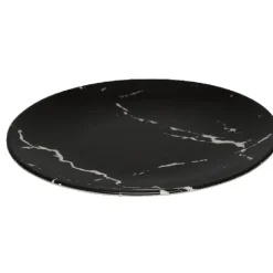 Assiette à dessert ronde décor marbre noir et blanc