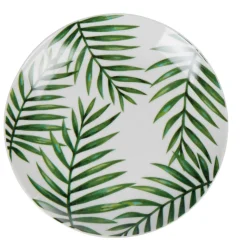 Assiette à dessert ronde motif feuillage jungle tropical