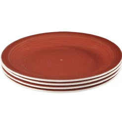 Assiette à dessert rouge effet spirale x4
