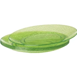 Assiette à dessert verte martelé x4