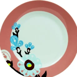 Assiette creuse blanche et rose décor fleurs