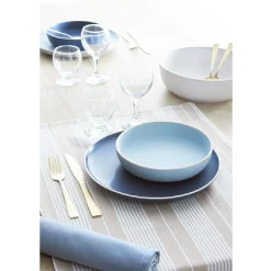 Assiette creuse en faïence blanc avec liseré crème