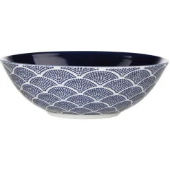 Assiette creuse en porcelaine décor vague japonaise
