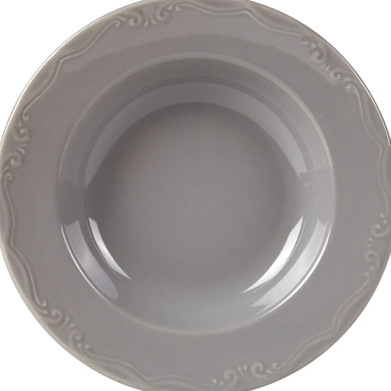 Assiette creuse grise festonnée