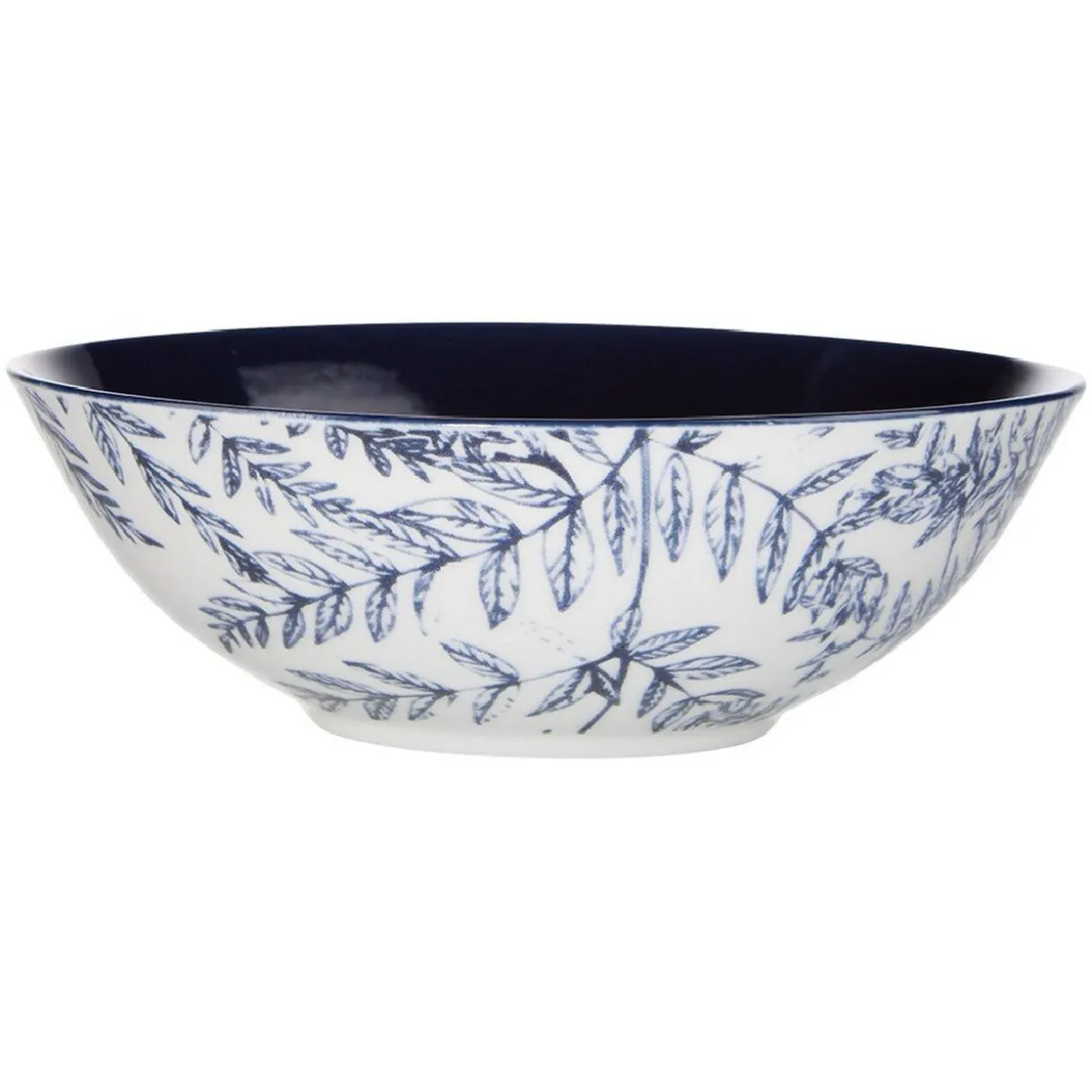 Assiette creuse motif feuillage bleu et blanc