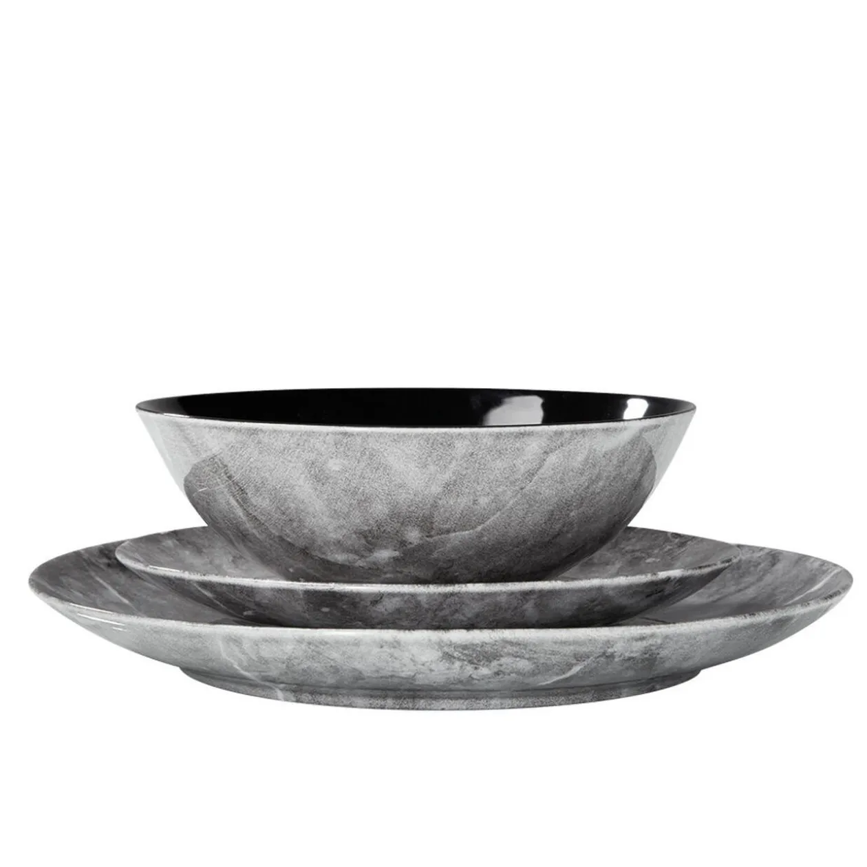 Assiette creuse motif marbre gris