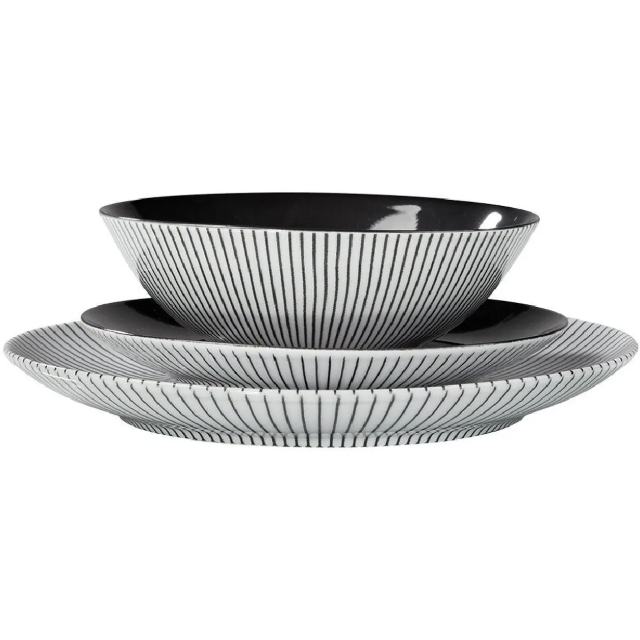 Assiette creuse rayure noire et blanche