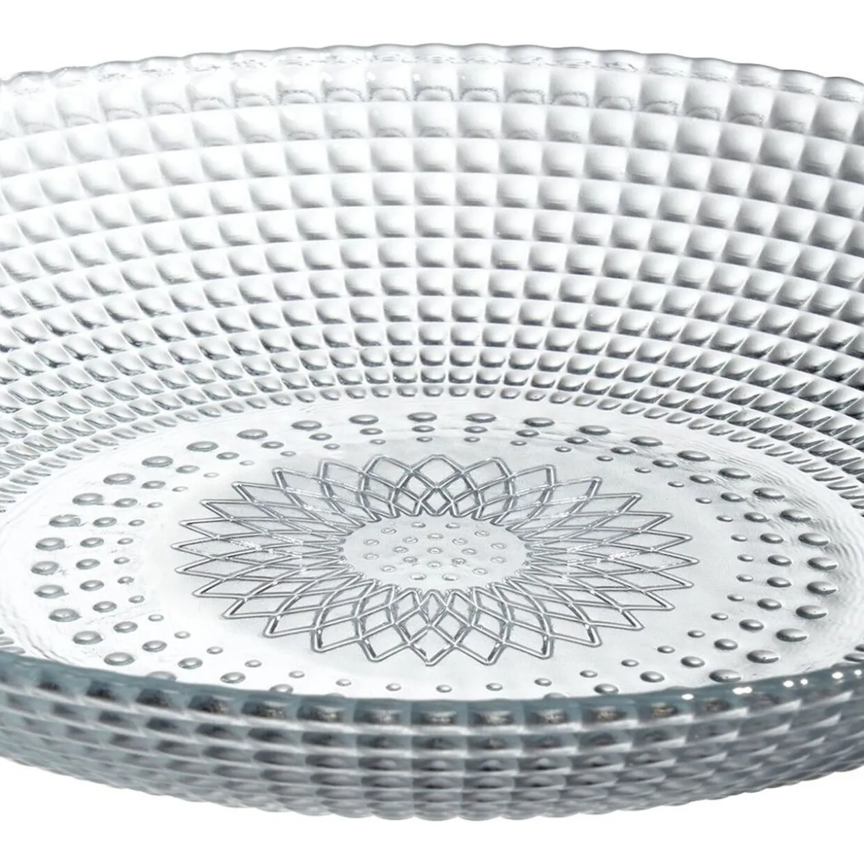 Assiette creuse ronde effet relief blanc transparent Ø21 cm
