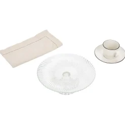 Assiette de présentation sur pied verre transparent Ø19,7xH8cm