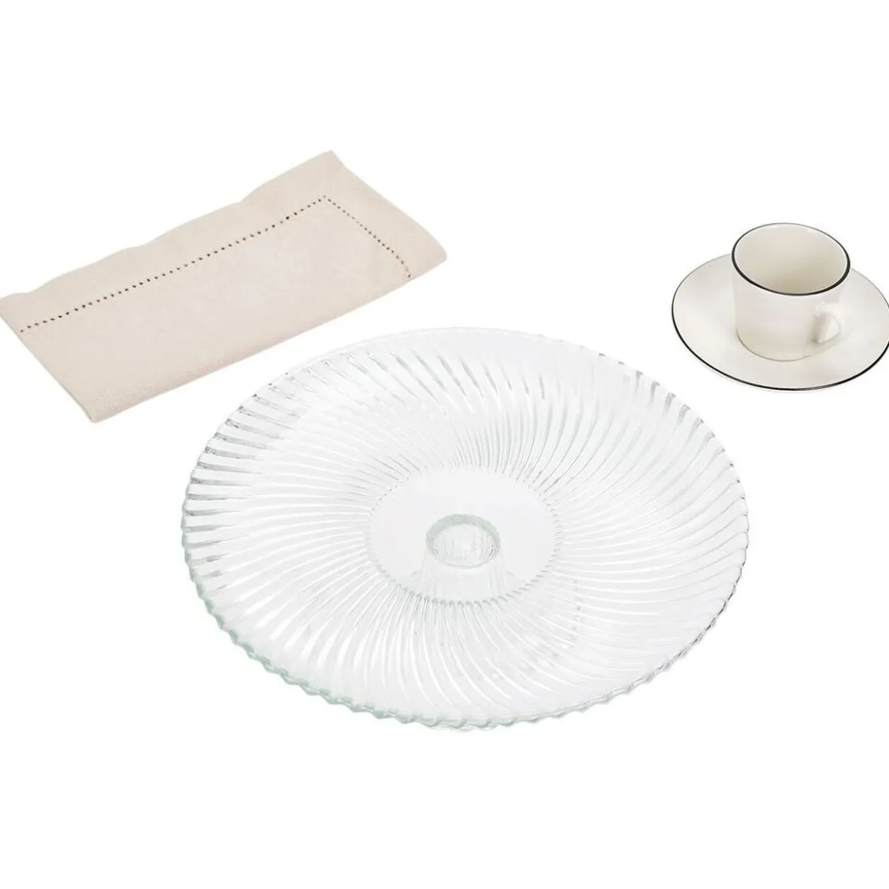 Assiette de présentation sur pied verre transparent Ø25,7xH9cm