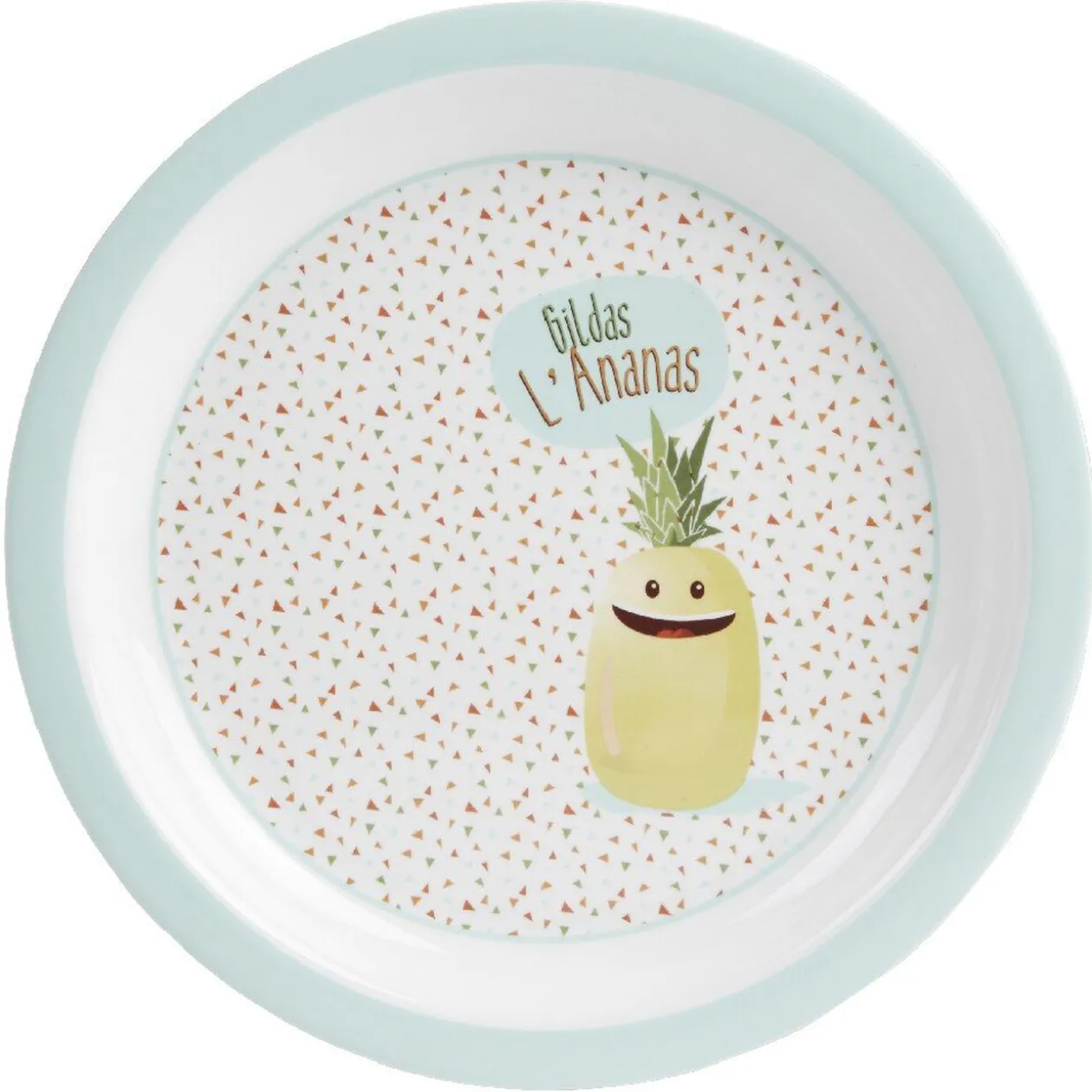 Assiette mélaminé enfant design Gildas l'Ananas
