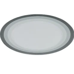 Assiette plate blanche et grise Sérénité Rayures
