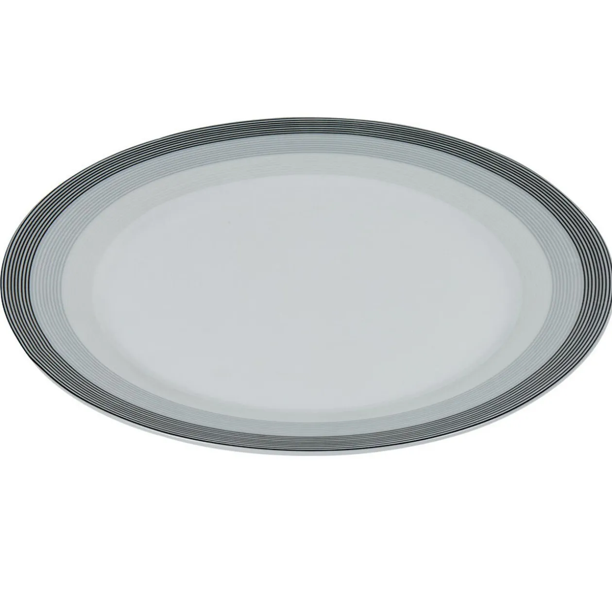 Assiette plate blanche et grise Sérénité Rayures