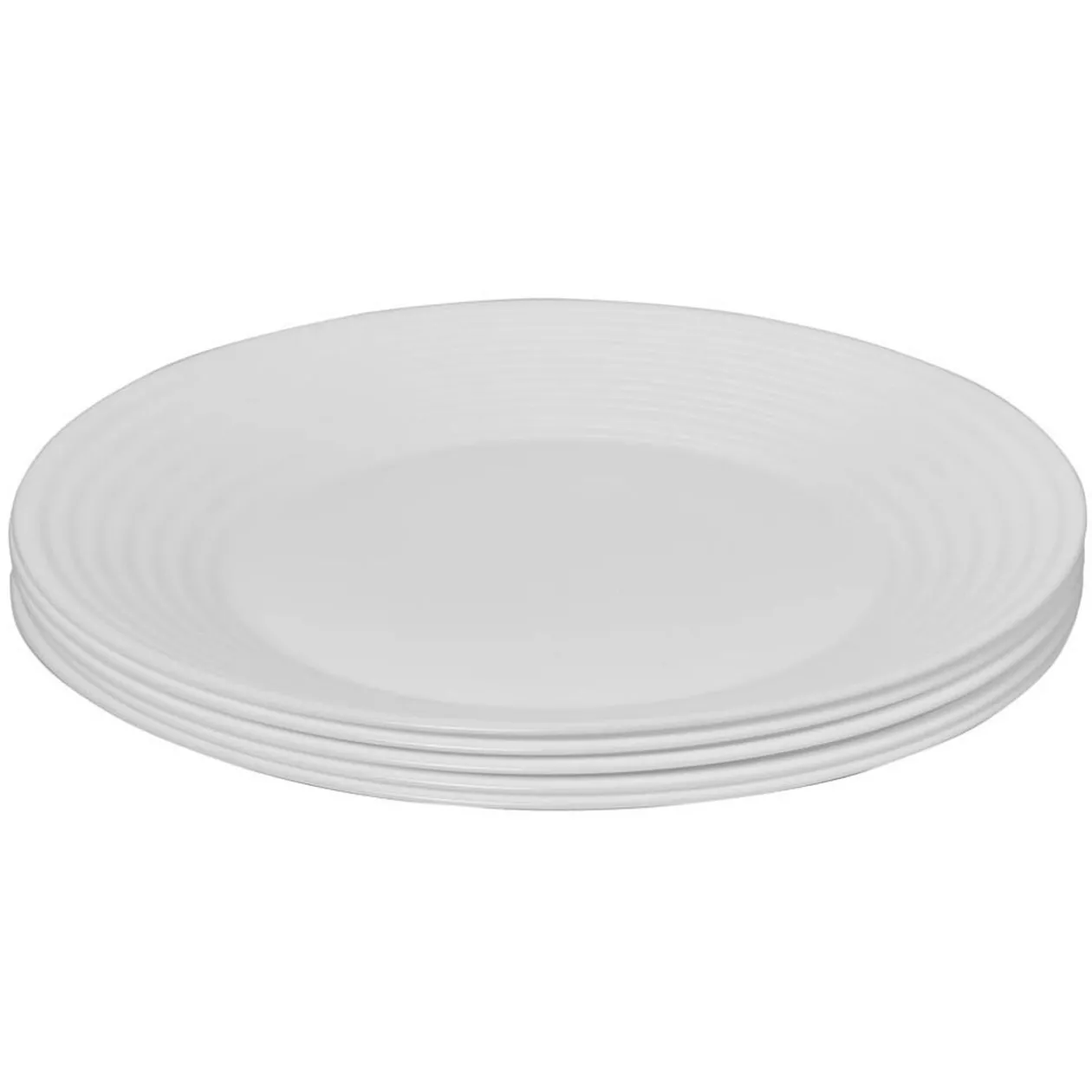 Assiette plate blanche Harena bord ligne en relief x6