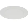 Assiette plate blanche ronde aile damassée