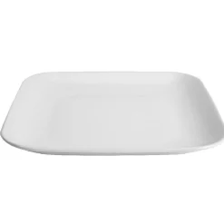 Assiette plate carré en grès blanche