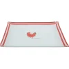 Assiette plate carrée blanc et rouge design poule