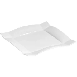 Assiette plate carrée blanche en porcelaine