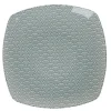 Assiette plate carrée blanche motif vague seigaiha gris